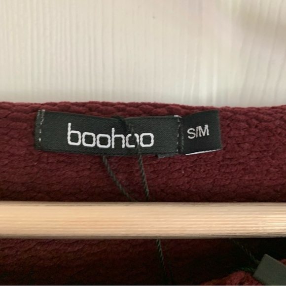 Boohoo Emma Maroon Distressed Chenille Jumper Sweater - Picture 4 of 10